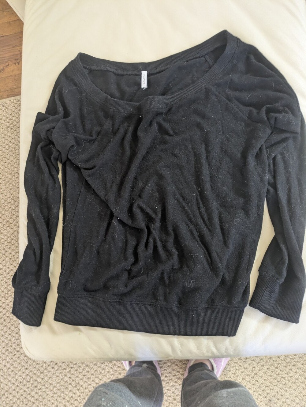 Z Supply Black Off-the-Shoulder Lightweight Sweater